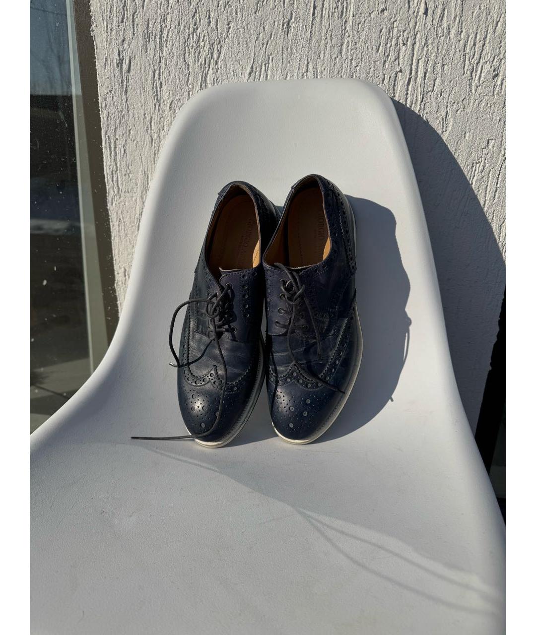 GIORGIO ARMANI Темно-синие кожаные туфли, фото 2