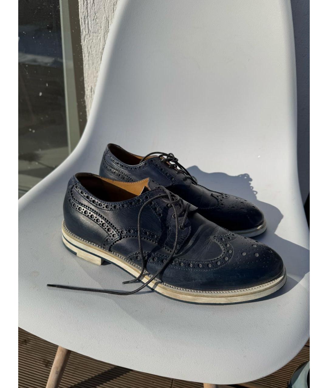GIORGIO ARMANI Темно-синие кожаные туфли, фото 3