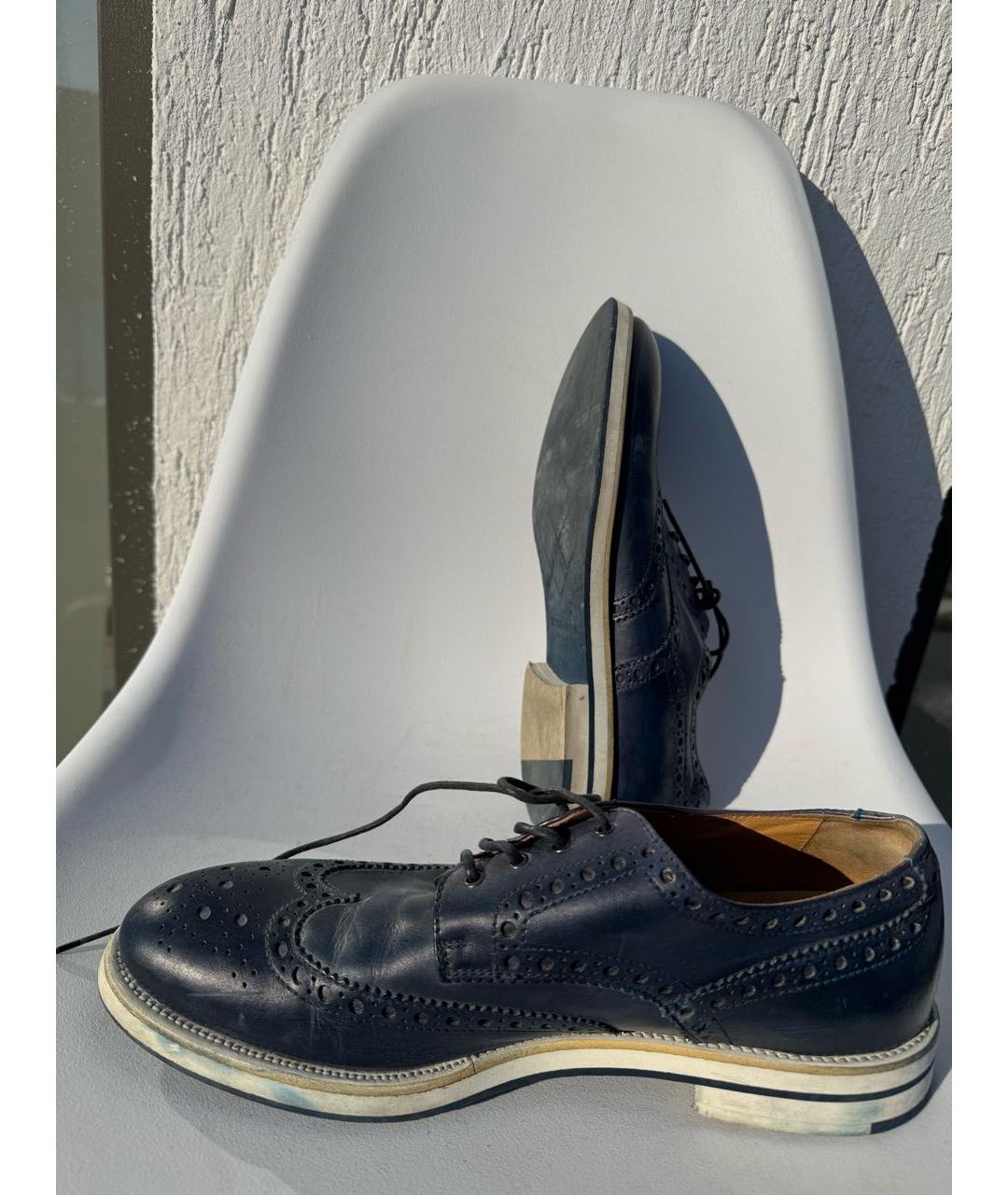 GIORGIO ARMANI Темно-синие кожаные туфли, фото 4