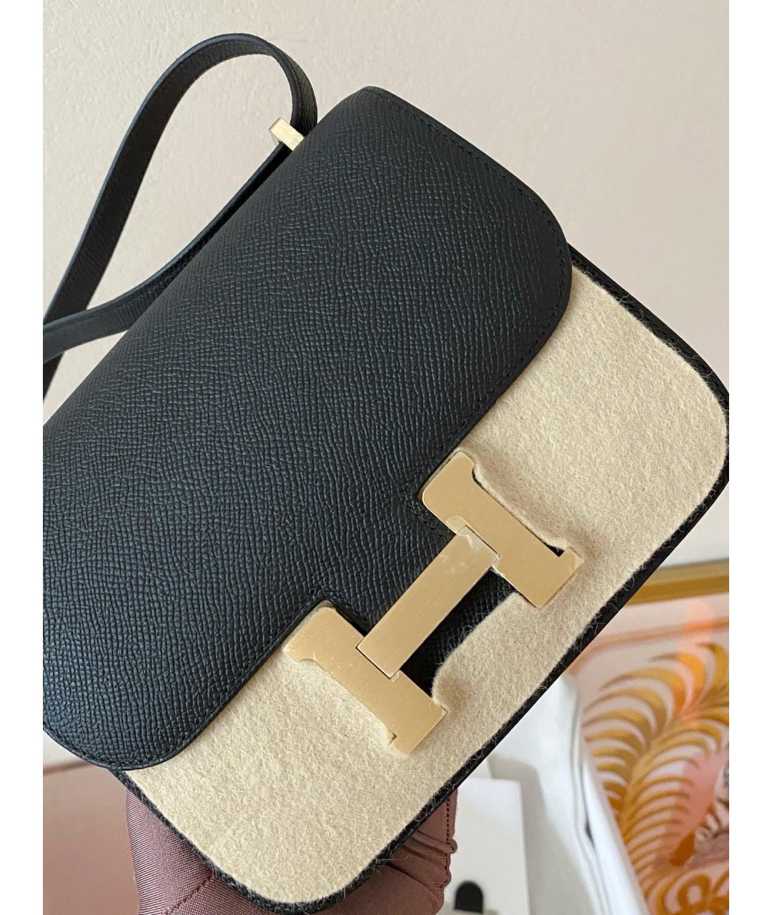 HERMES Черная кожаная сумка через плечо, фото 5