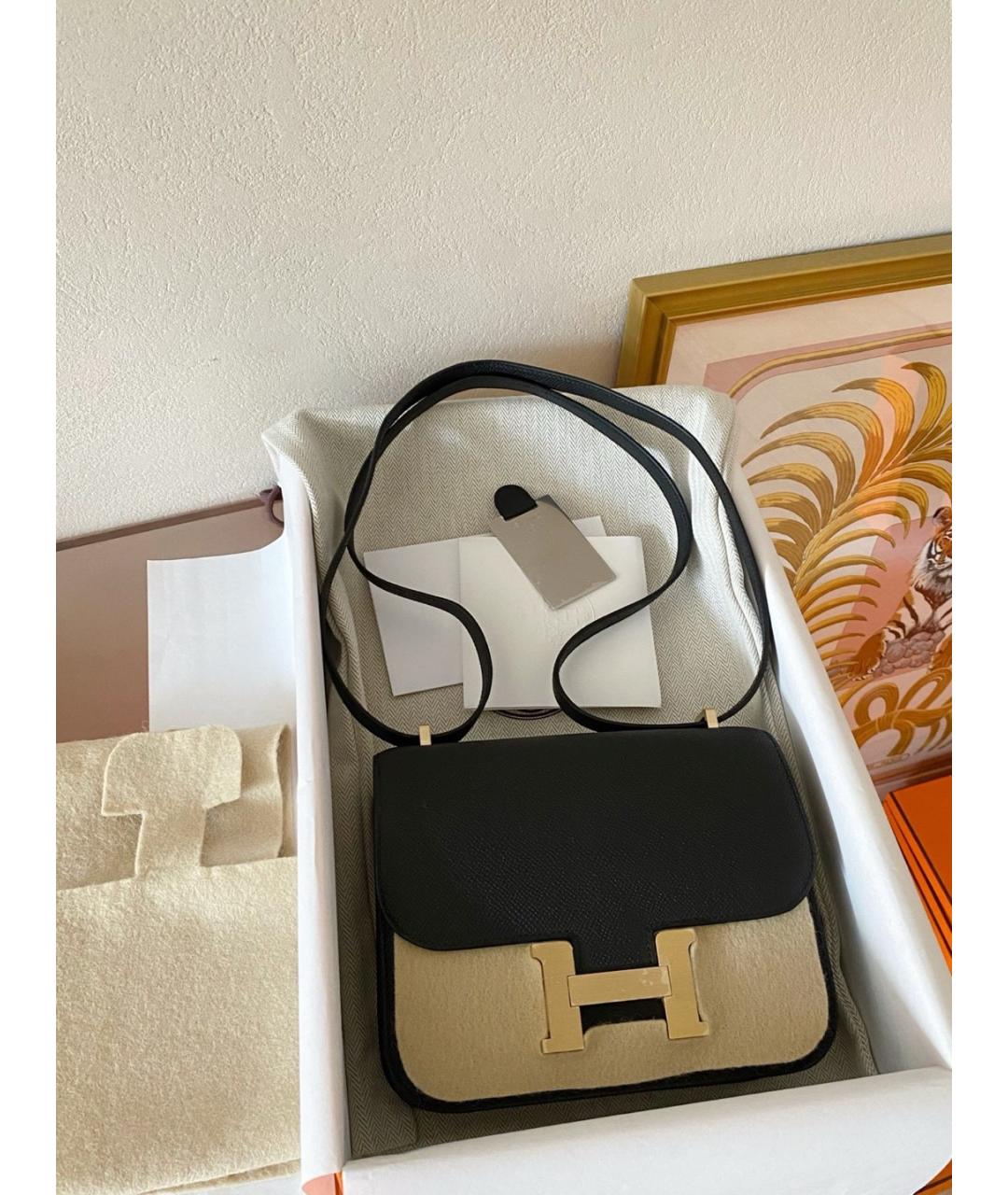 HERMES Черная кожаная сумка через плечо, фото 2