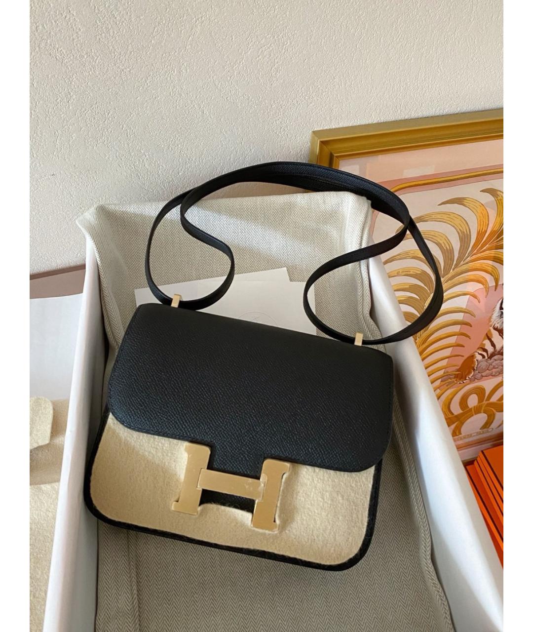 HERMES Черная кожаная сумка через плечо, фото 7