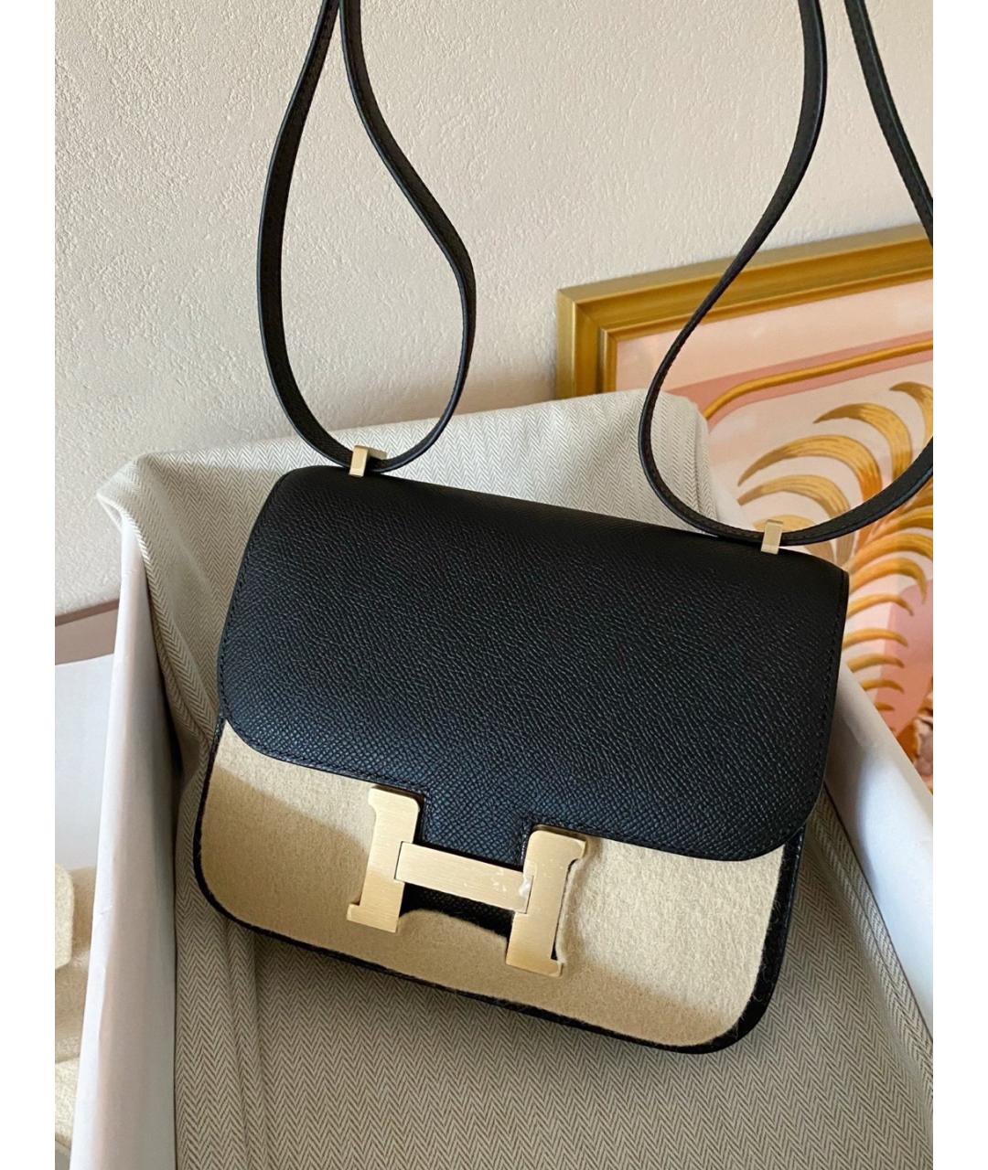 HERMES Черная кожаная сумка через плечо, фото 4