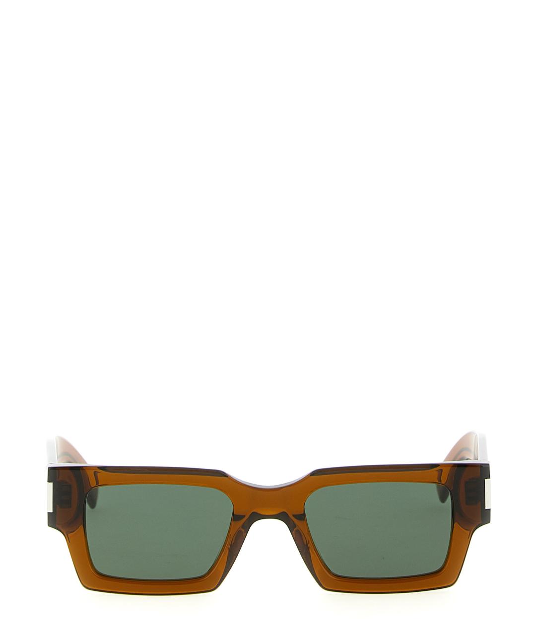 SAINT LAURENT Коричневые пластиковые солнцезащитные очки, фото 2