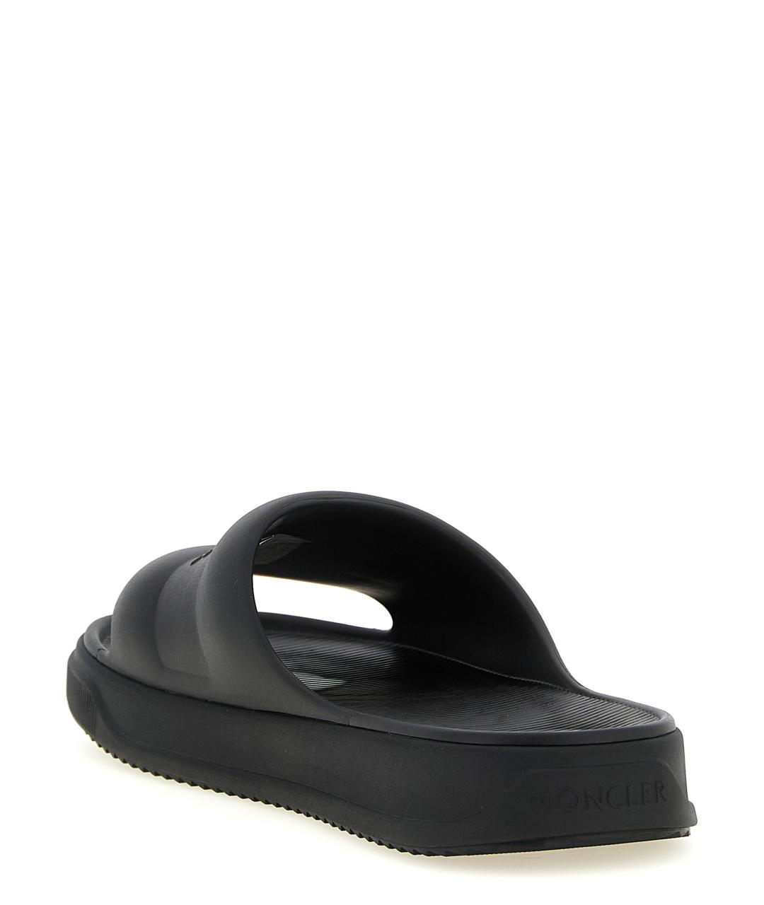 MONCLER Черные резиновые шлепанцы, фото 3