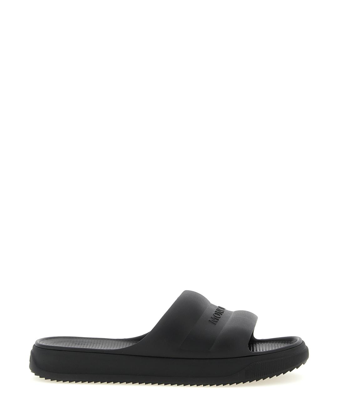 MONCLER Черные резиновые шлепанцы, фото 1