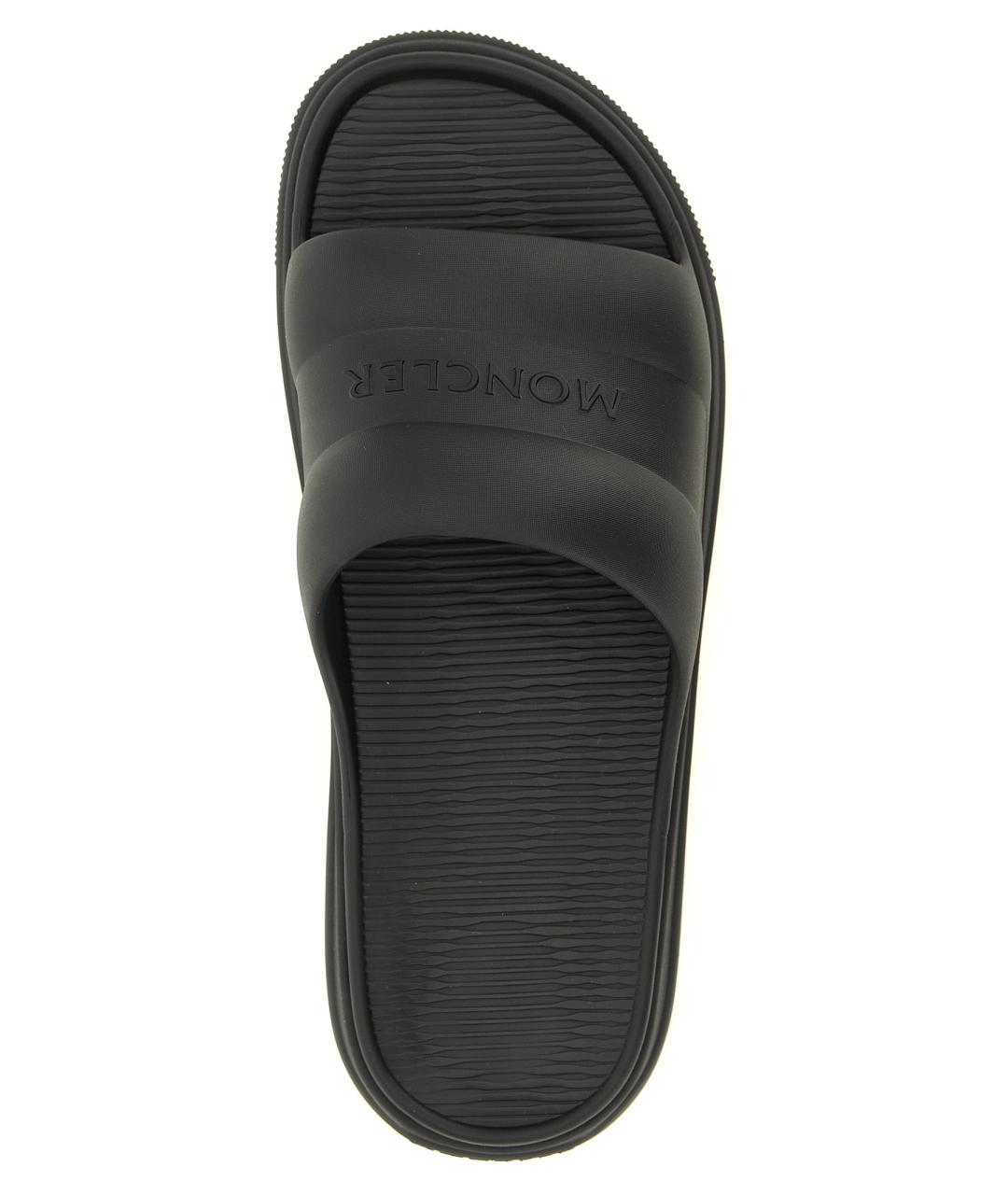 MONCLER Черные резиновые шлепанцы, фото 4