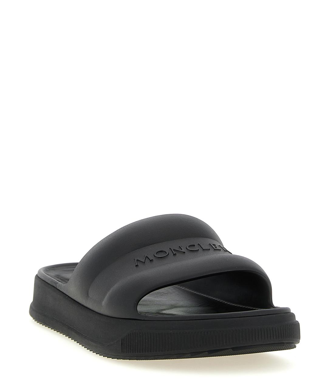 MONCLER Черные резиновые шлепанцы, фото 2