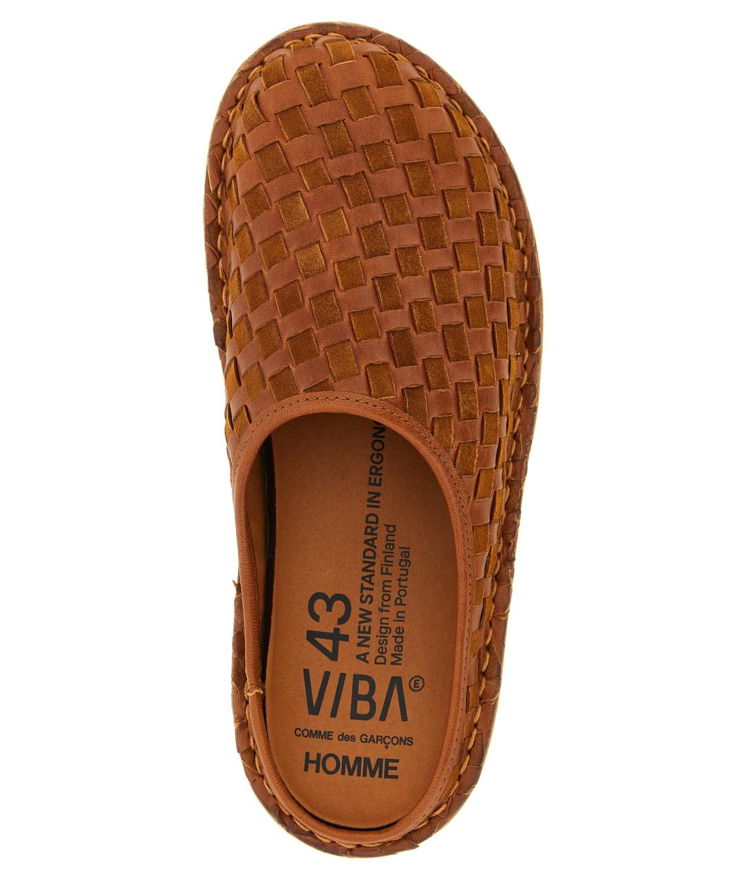 COMME DES GARÇONS HOMME PLUS Коричневые кожаные шлепанцы, фото 4