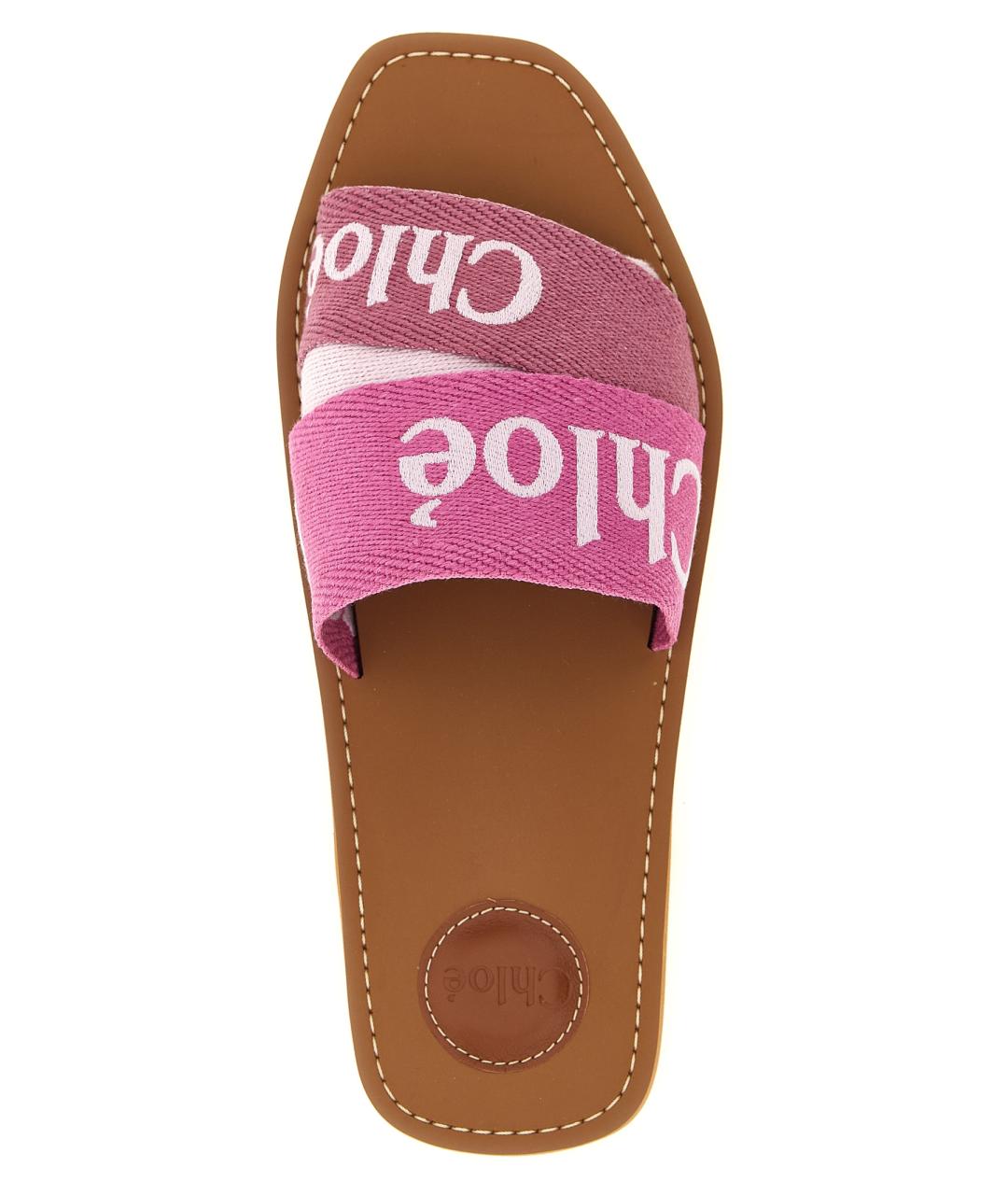 CHLOE Розовые текстильные шлепанцы, фото 4