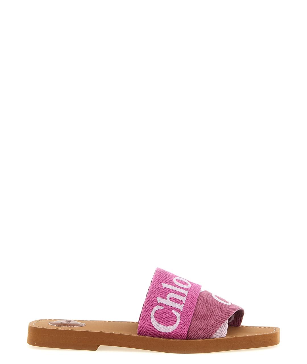 CHLOE Розовые текстильные шлепанцы, фото 1