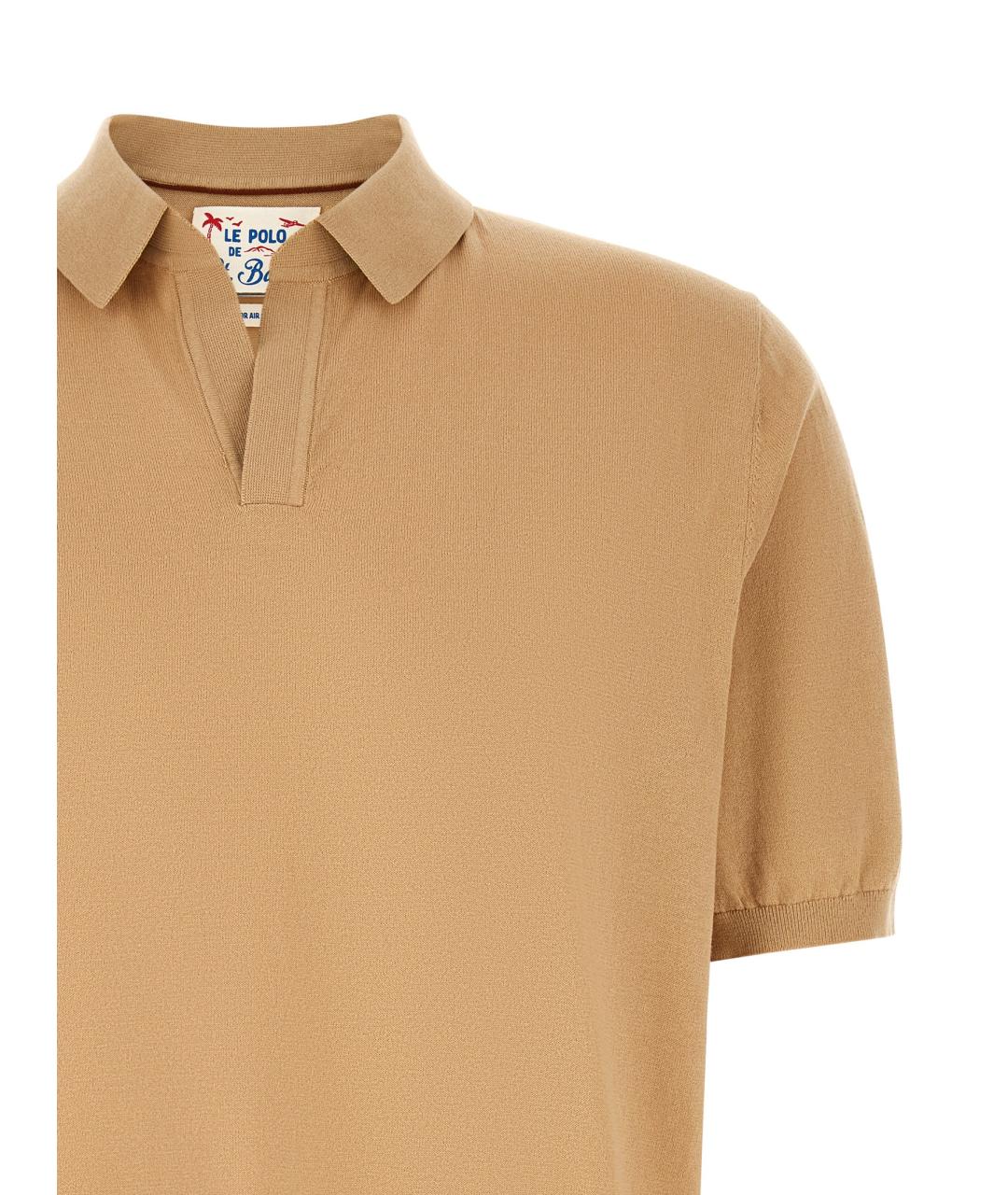 MC2 SAINT BARTH Бежевое хлопковое поло с коротким рукавом, фото 3