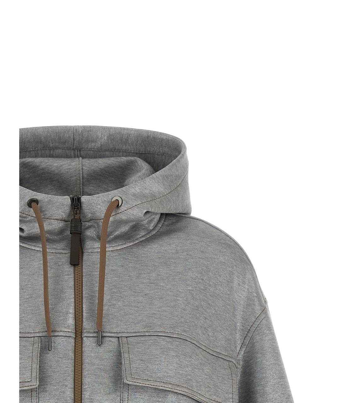 BRUNELLO CUCINELLI Серебряная хлопковая куртка, фото 3