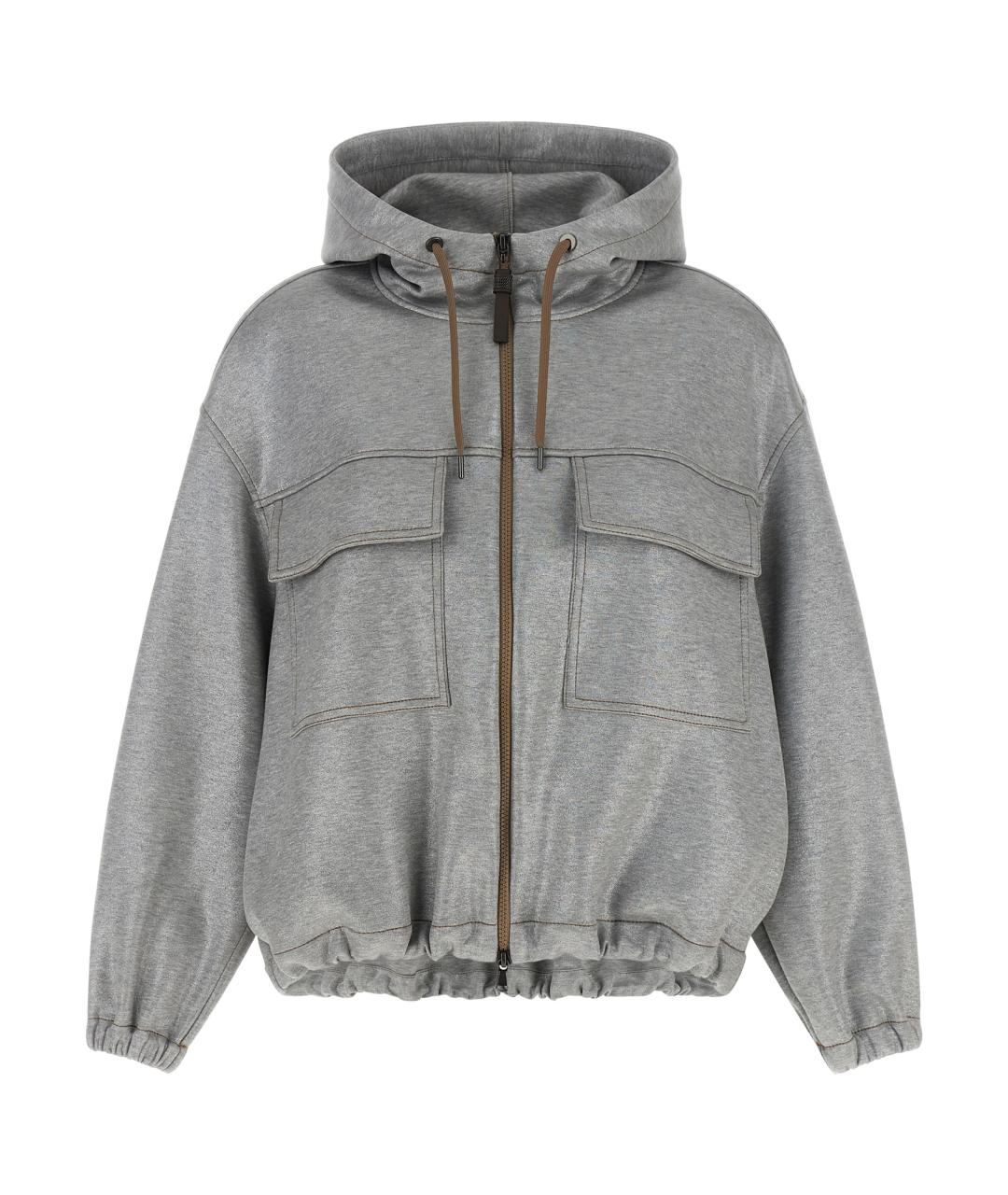 BRUNELLO CUCINELLI Серебряная хлопковая куртка, фото 1