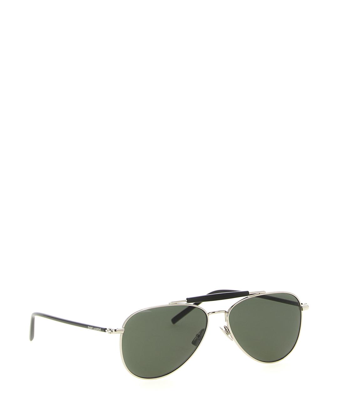 SAINT LAURENT Серебряные металлические солнцезащитные очки, фото 1