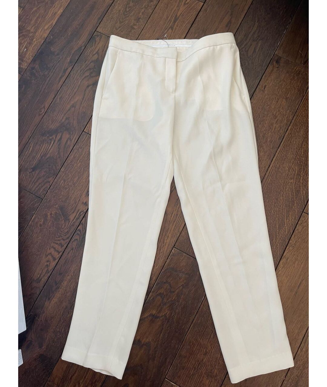 THEORY Белые вискозные прямые брюки, фото 5