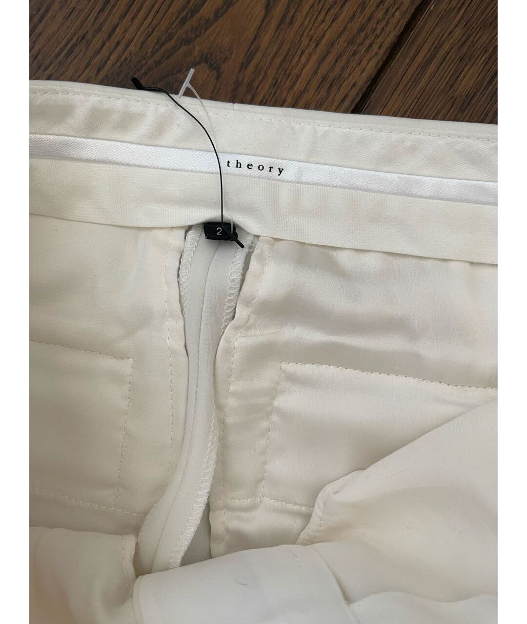 THEORY Белые вискозные прямые брюки, фото 4
