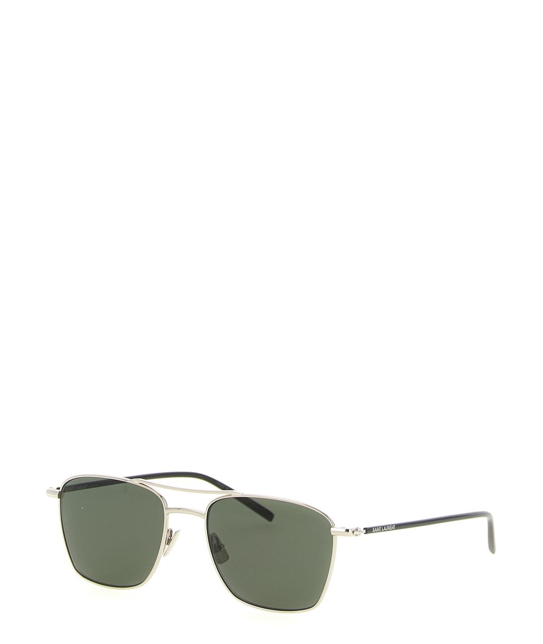 SAINT LAURENT Серебряные металлические солнцезащитные очки, фото 3