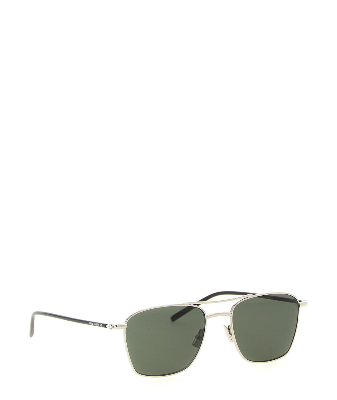 SAINT LAURENT Серебряные металлические солнцезащитные очки, фото 1