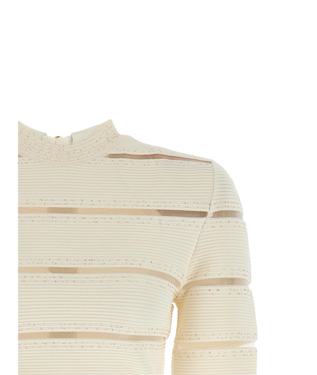 BALMAIN Белое вискозное коктейльное платье, фото 3