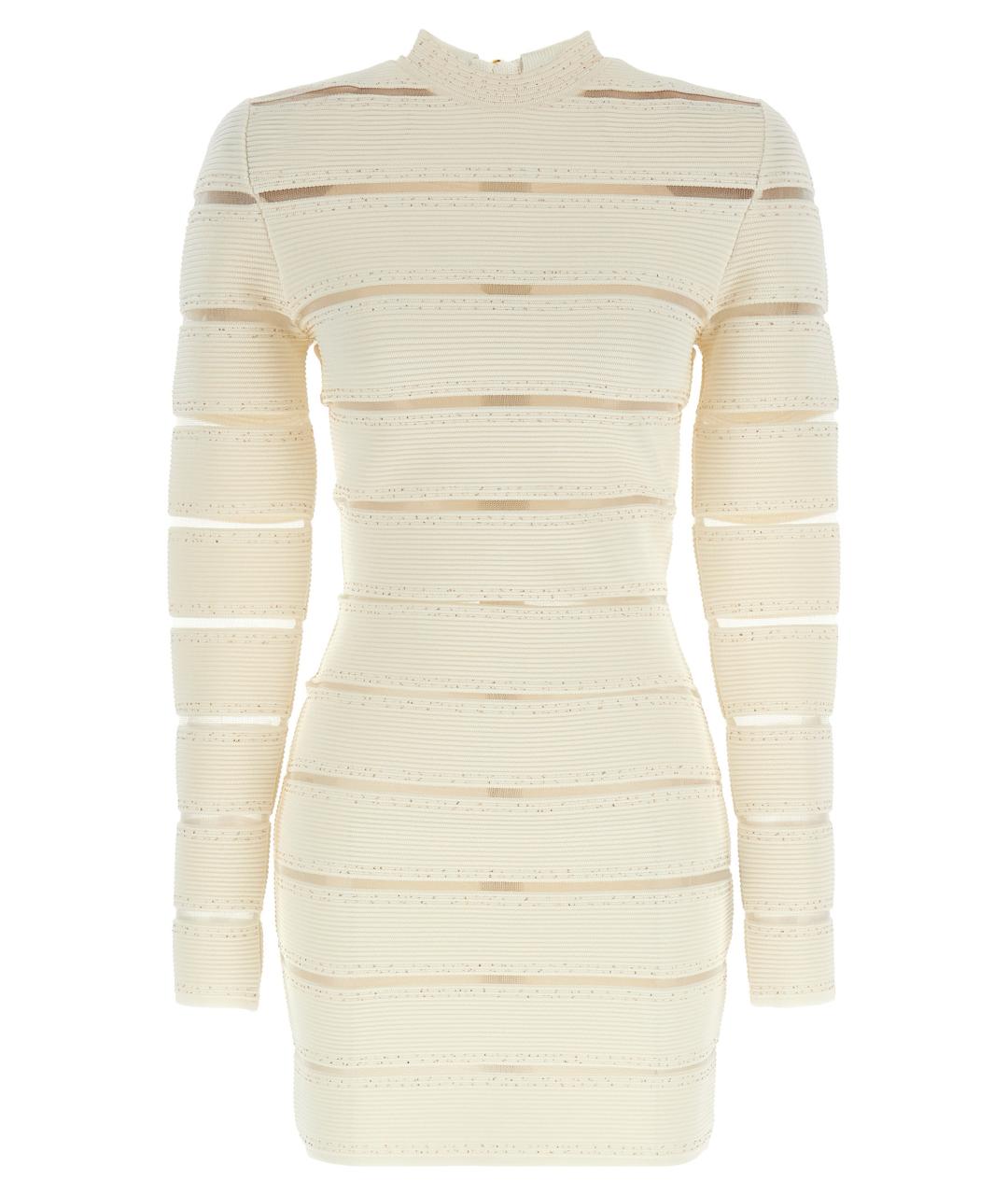 BALMAIN Белое вискозное коктейльное платье, фото 1
