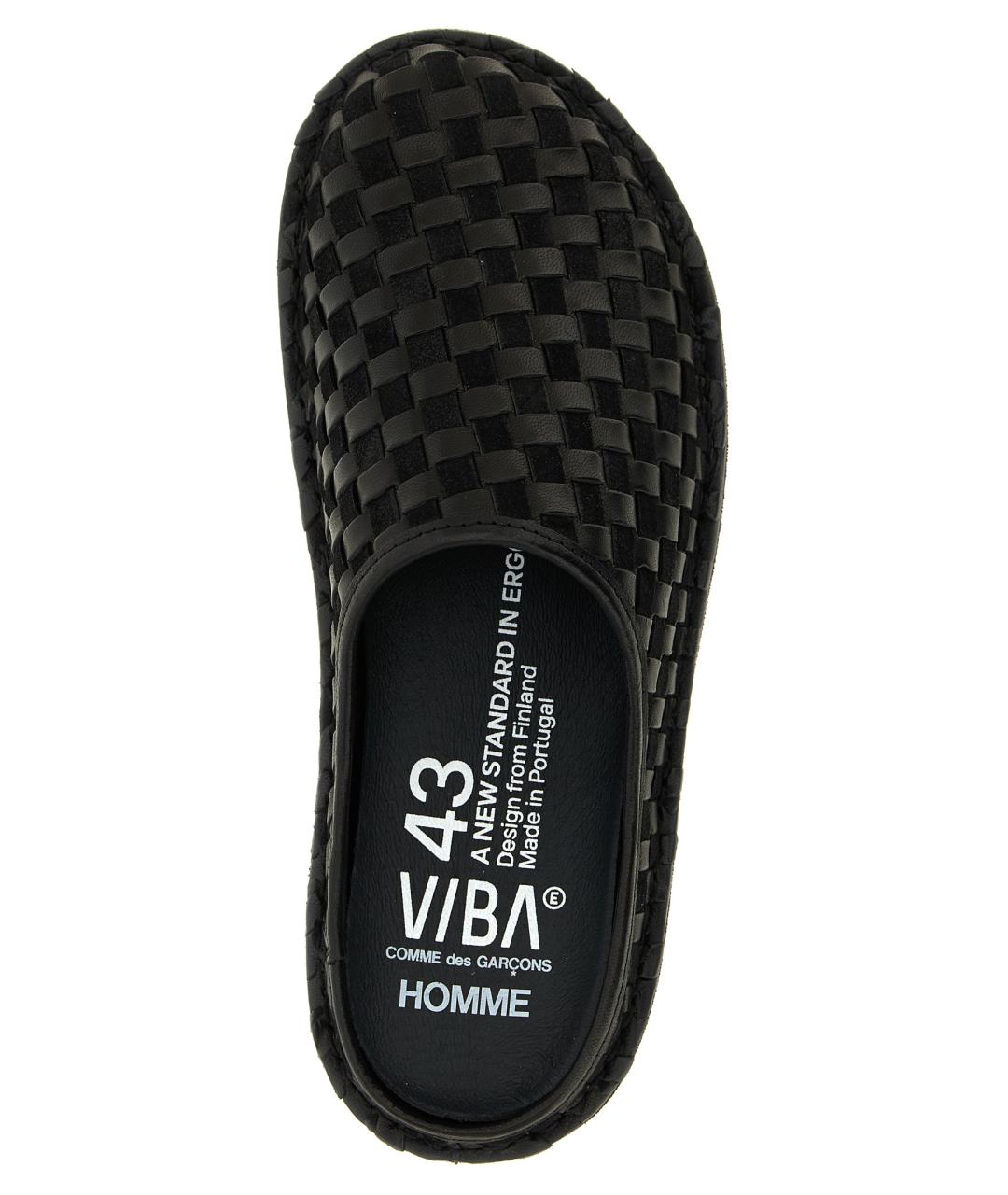 COMME DES GARÇONS HOMME PLUS Черные кожаные шлепанцы, фото 4