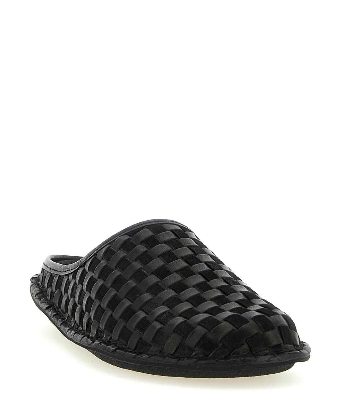 COMME DES GARÇONS HOMME PLUS Черные кожаные шлепанцы, фото 2