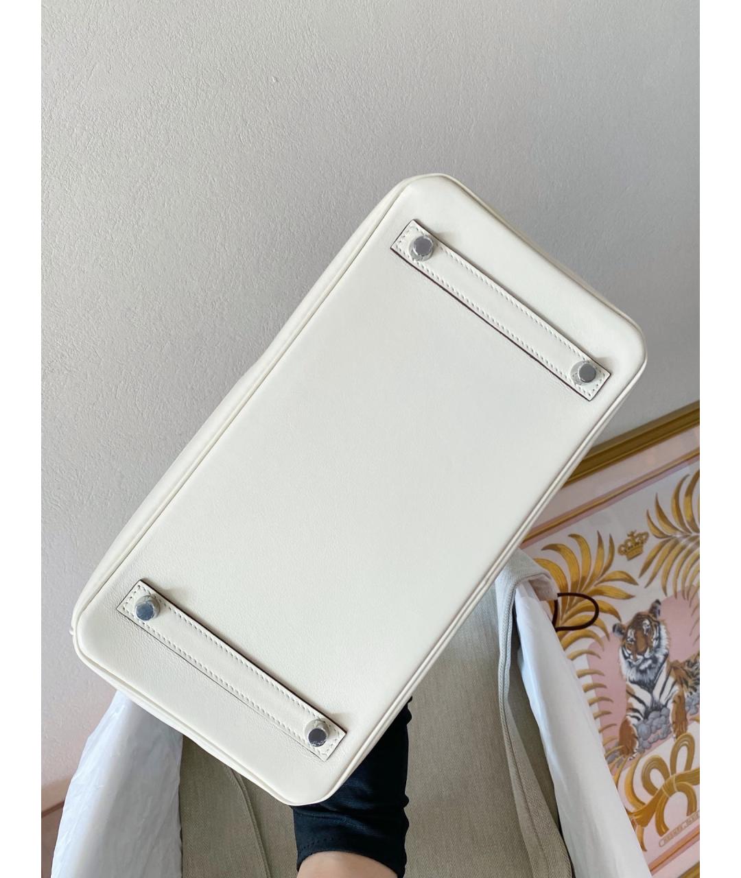 HERMES Белая кожаная сумка с короткими ручками, фото 7