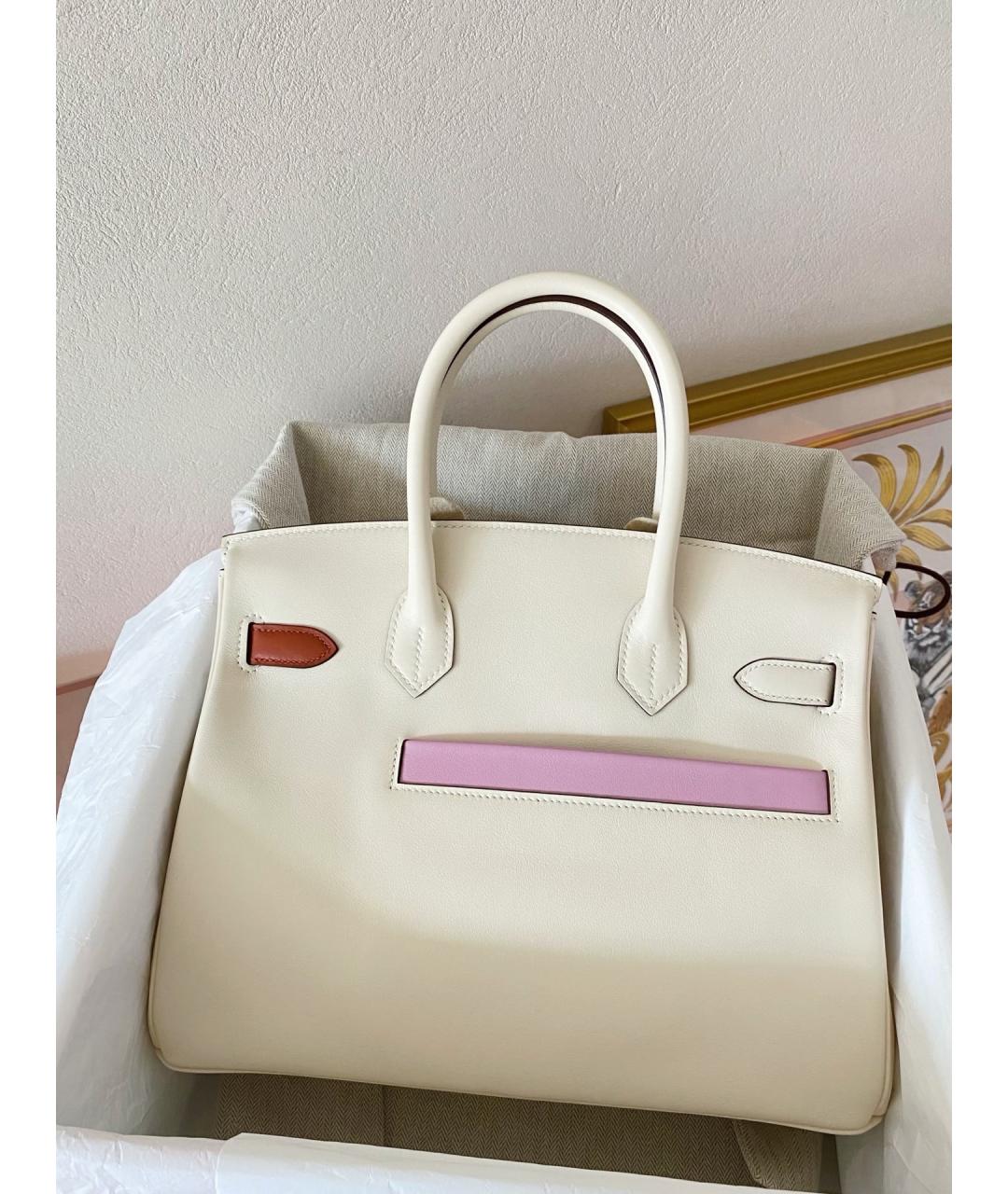 HERMES Белая кожаная сумка с короткими ручками, фото 3