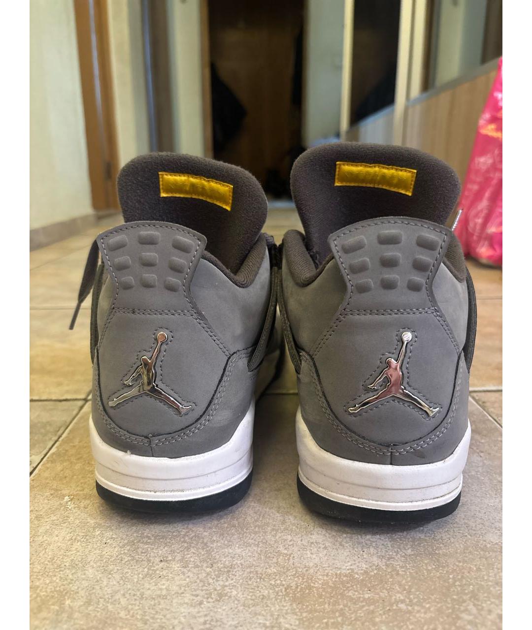 JORDAN Серые высокие кроссовки / кеды из искусственной кожи, фото 4