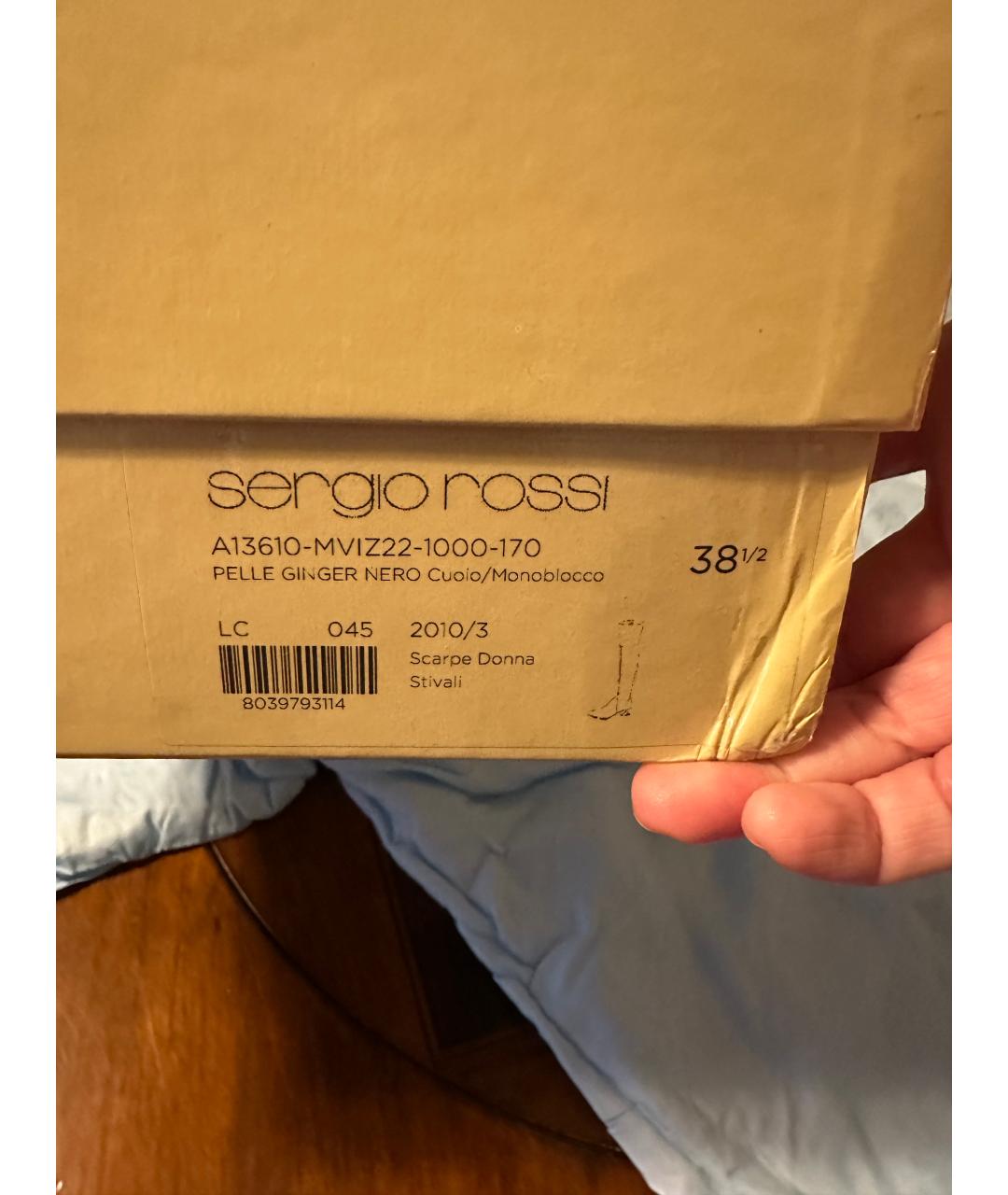 SERGIO ROSSI Черные кожаные сапоги, фото 4