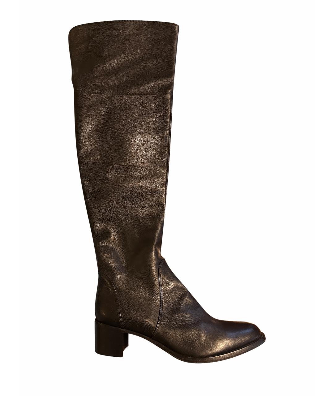 SERGIO ROSSI Черные кожаные сапоги, фото 1