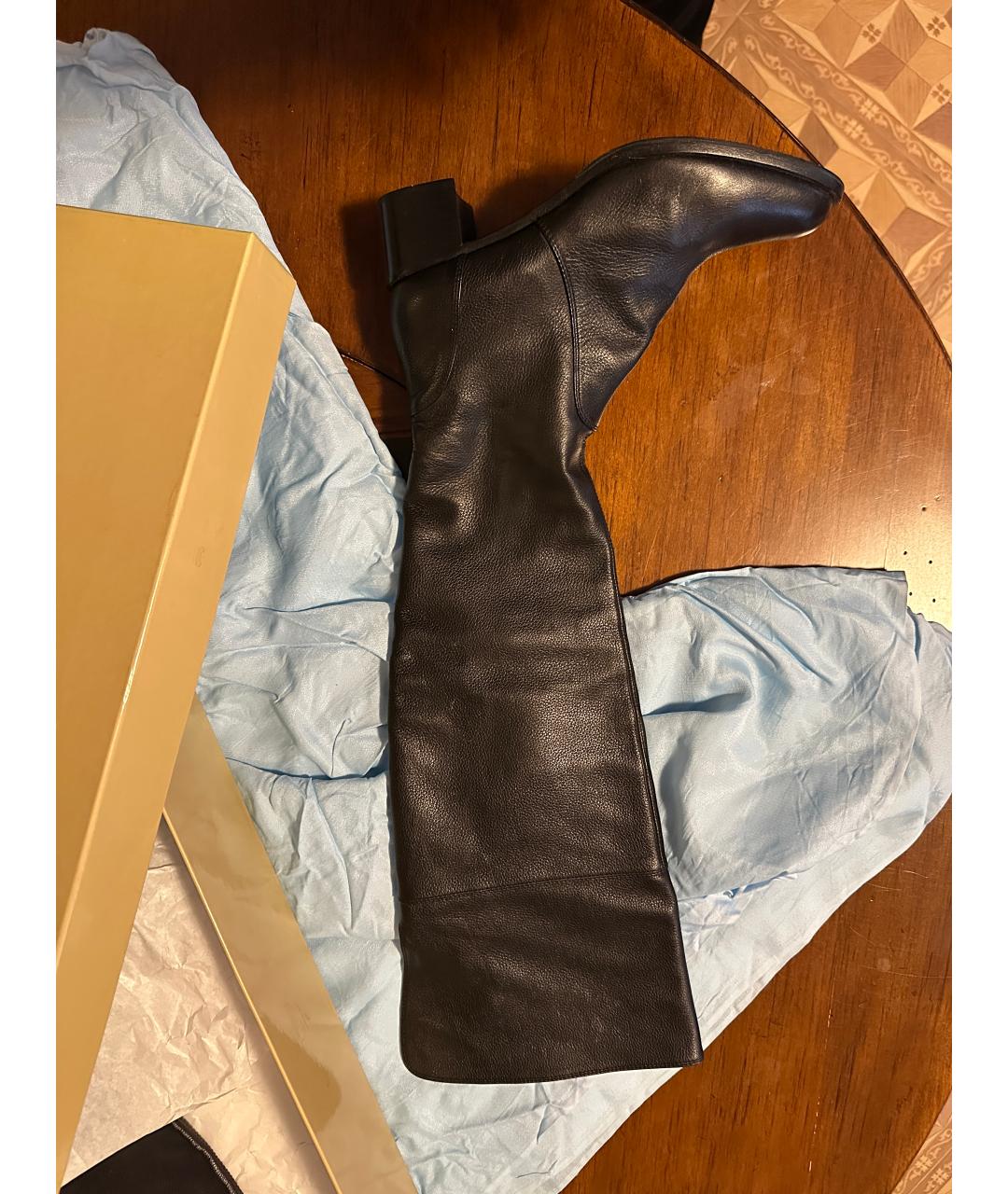 SERGIO ROSSI Черные кожаные сапоги, фото 6