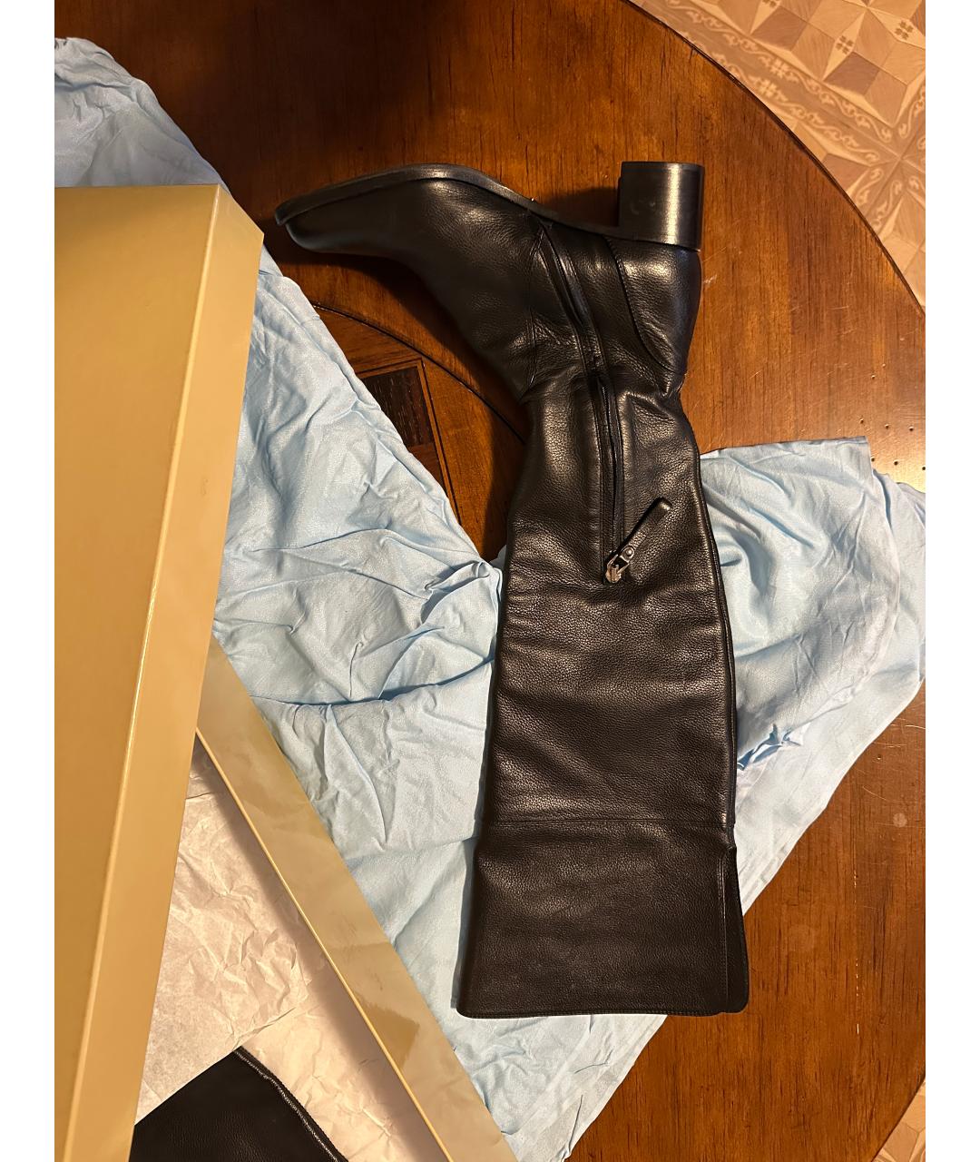 SERGIO ROSSI Черные кожаные сапоги, фото 2