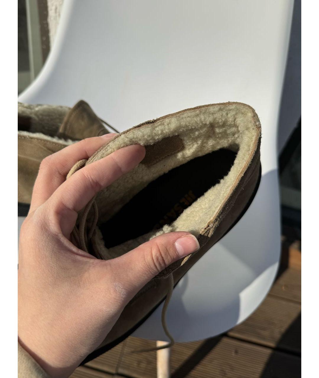 JIL SANDER Бежевые замшевые низкие ботинки, фото 6