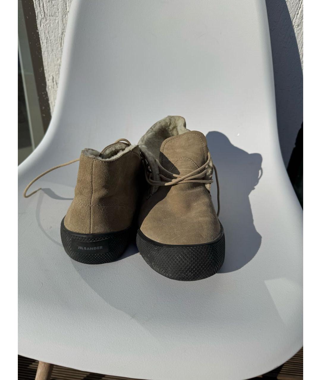 JIL SANDER Бежевые замшевые низкие ботинки, фото 2
