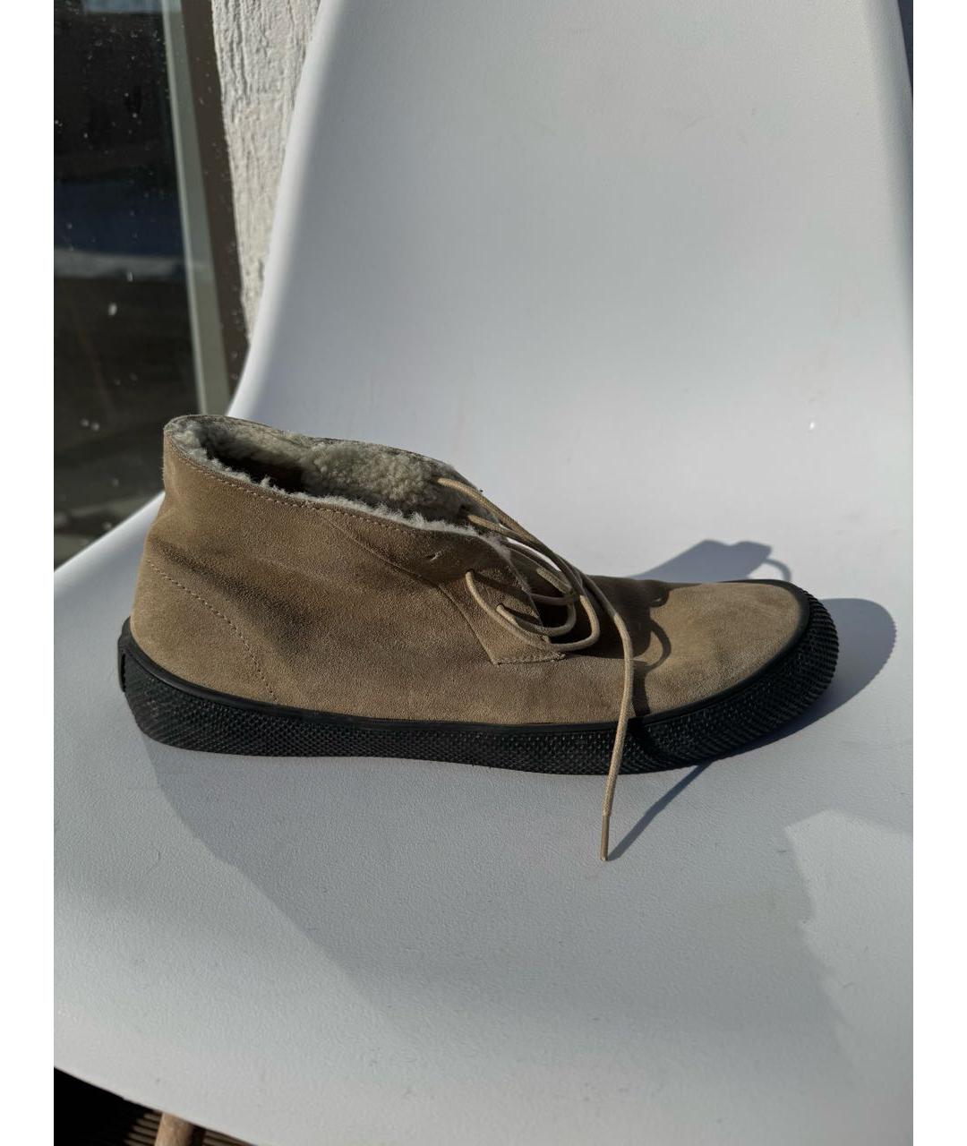 JIL SANDER Бежевые замшевые низкие ботинки, фото 7