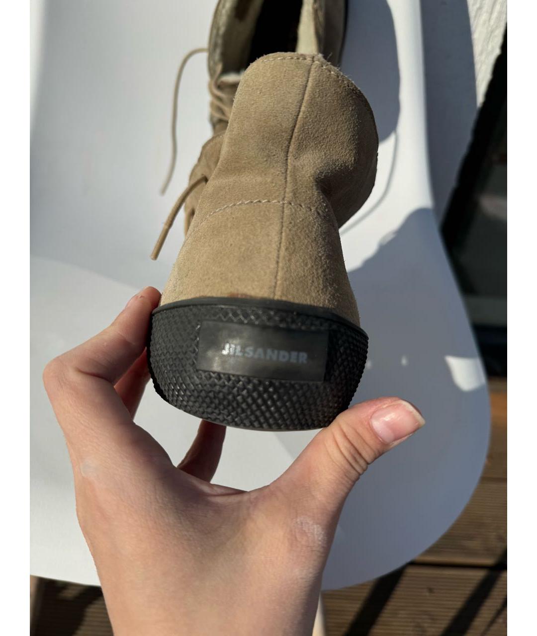 JIL SANDER Бежевые замшевые низкие ботинки, фото 4