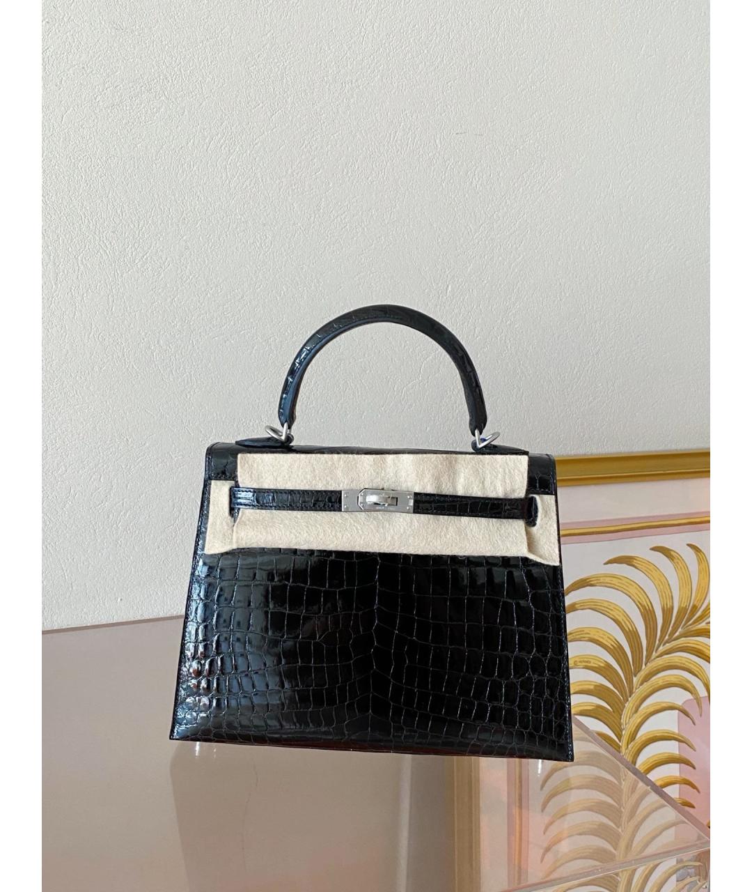 HERMES Черная кожаная сумка с короткими ручками, фото 4