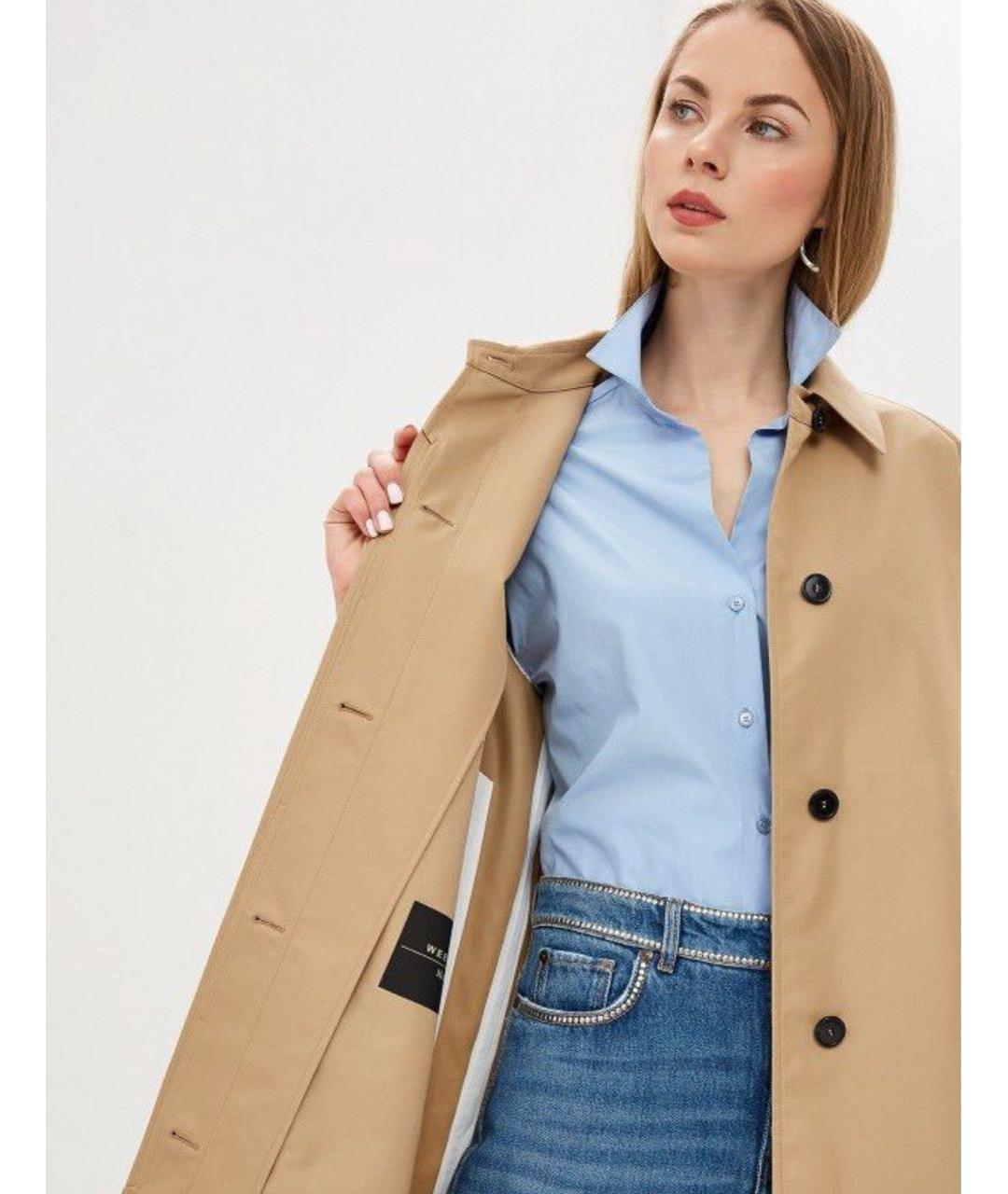 WEEKEND MAX MARA Бежевый хлопковый тренч/плащ, фото 5