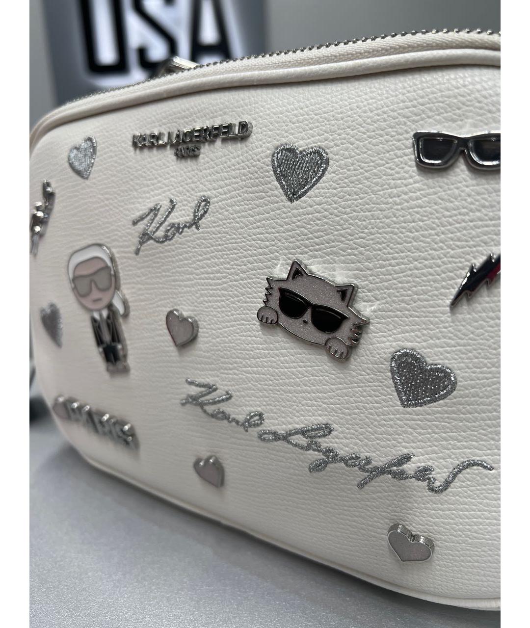 KARL LAGERFELD Белая сумка через плечо из искусственной кожи, фото 2