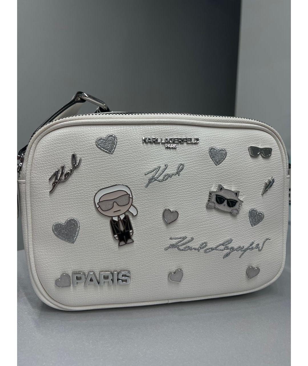 KARL LAGERFELD Белая сумка через плечо из искусственной кожи, фото 5