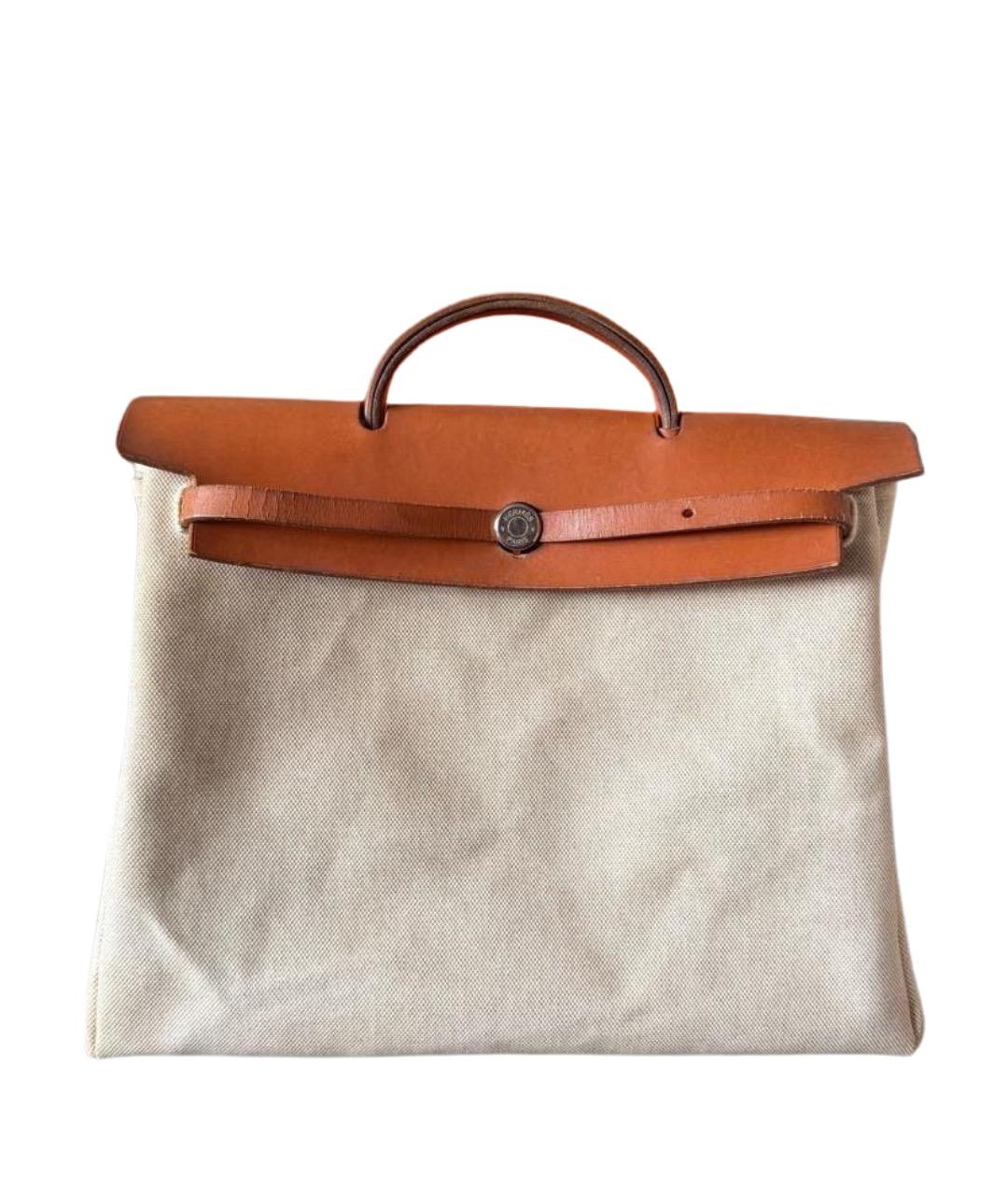 HERMES Бежевая тканевая сумка через плечо, фото 1