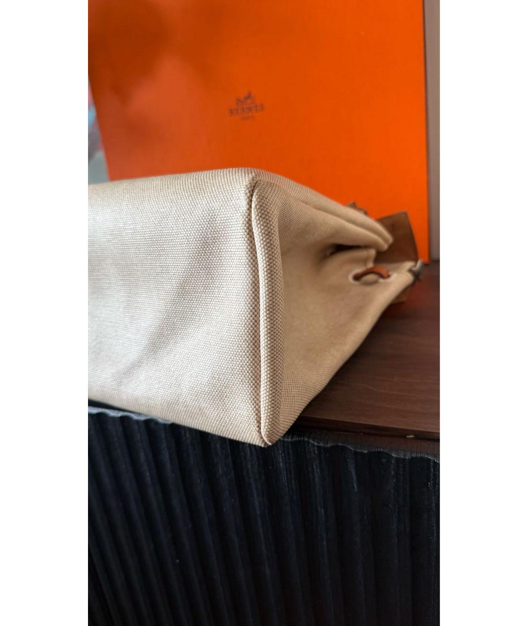 HERMES Бежевая тканевая сумка через плечо, фото 2