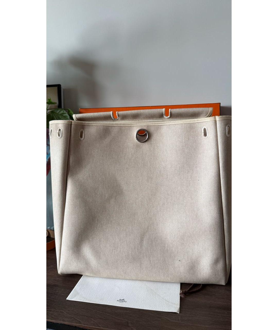 HERMES Бежевая тканевая сумка через плечо, фото 7