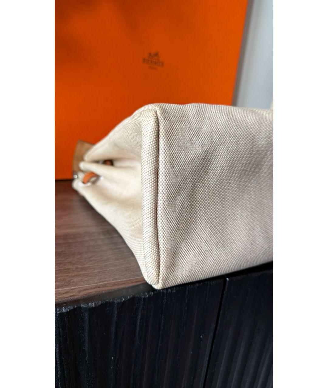 HERMES Бежевая тканевая сумка через плечо, фото 6