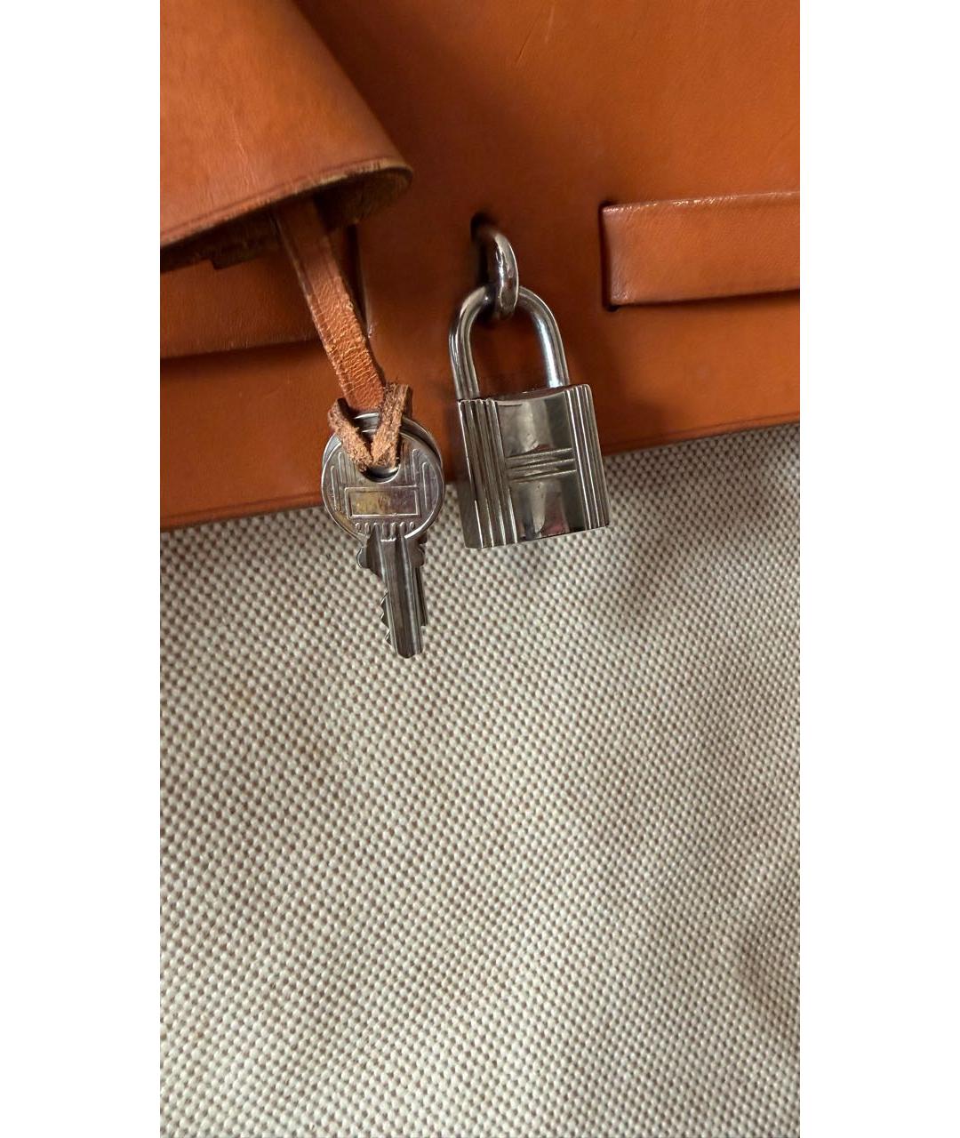 HERMES Бежевая тканевая сумка через плечо, фото 5