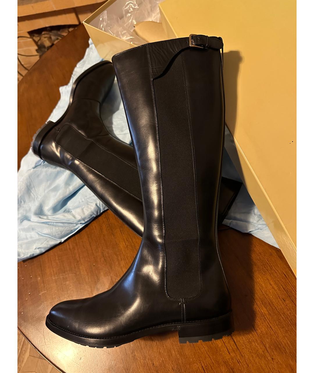 SERGIO ROSSI Черные кожаные сапоги, фото 2