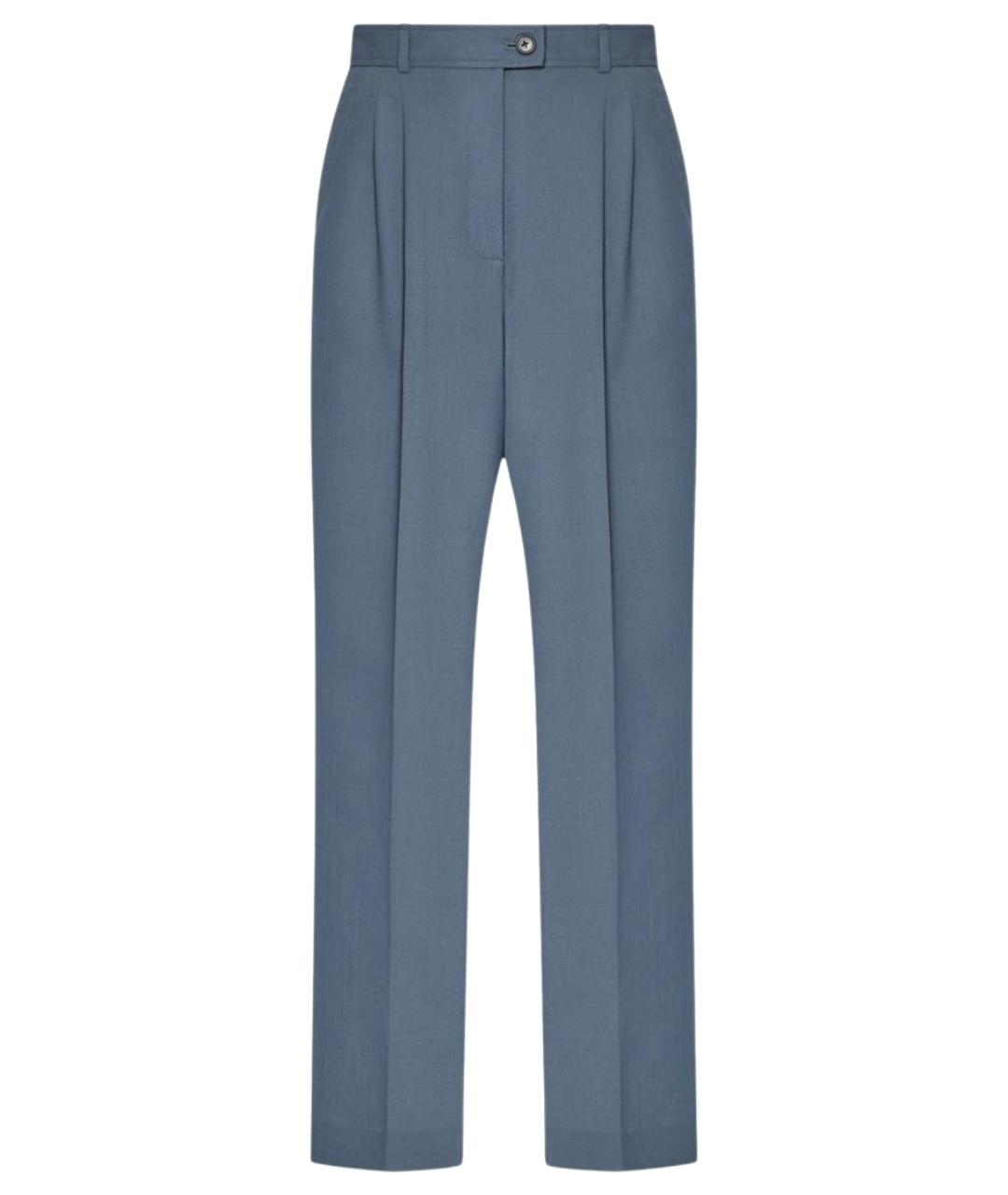 THE ROW Голубые шерстяные прямые брюки, фото 1