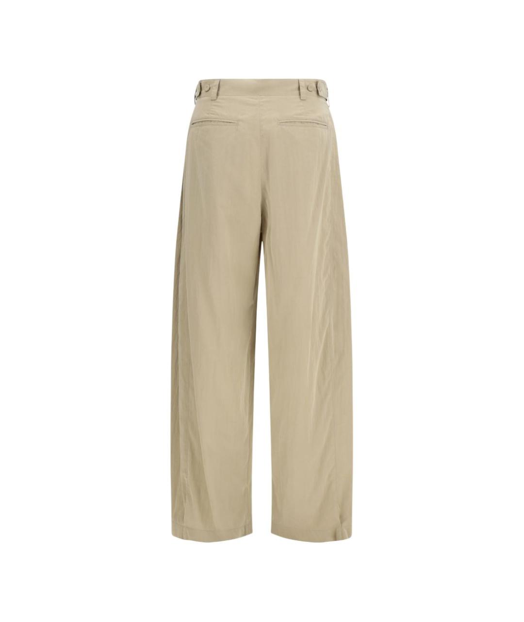 THE ROW Бежевые шелковые прямые брюки, фото 3